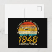 77歳の1948年レトロ Awesome 77歳の誕生日プレゼント ポストカード (正面/裏面)