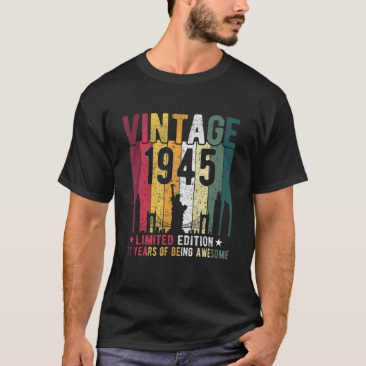 77歳ヴィンテージ1945 77誕生日 Tシャツ (正面)
