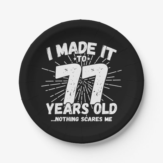 77歳皮肉ミームおもしろい77誕生日 ペーパープレート (正面)
