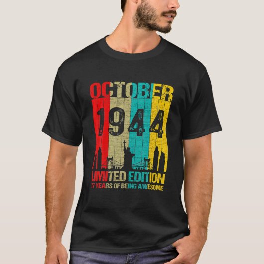 77歳誕生日ヴィンテージ1944年10月限定 Tシャツ (正面)
