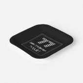 77番目の誕生日—アールデコインスパイアの見た目は「77」 +名前 ペーパープレート (傾斜あり)