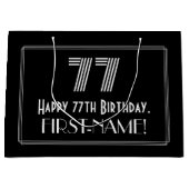 77番目の誕生日:インスパイアアールデコの「77」の外観と名前 ラージペーパーバッグ (正面)