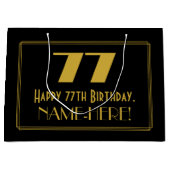 77番目の誕生日:インスパイアアールデコの「77」の外観と名前 ラージペーパーバッグ (正面)