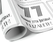77番目の誕生日:インスパイアアールデコスタイル「77」 +名前 ラッピングペーパー (ロールコーナー)