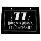 77番目の誕生日:インスパイアアールデコスタイル「77」、名前 ラージペーパーバッグ (正面)