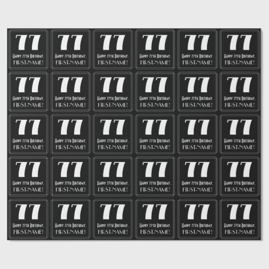 77番目の誕生日-インスパイアアールデコ検索"77",名前 ラッピングペーパー (フラット)