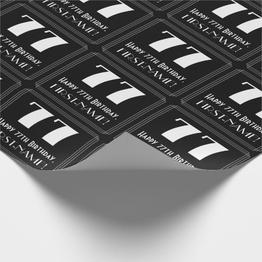 77番目の誕生日-インスパイアアールデコ検索"77",名前 ラッピングペーパー (角)