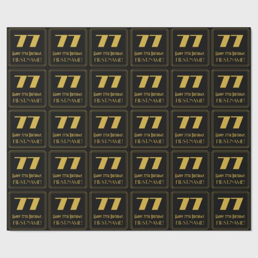 77番目の誕生日-インスパイアアールデコ検索"77" & Name ラッピングペーパー (シーム)