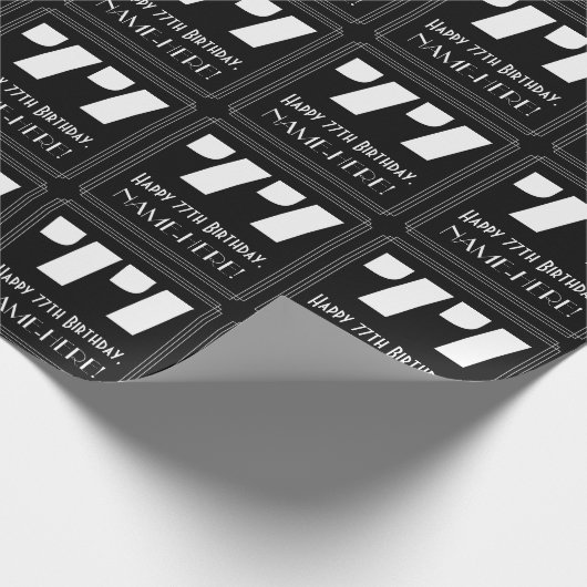 77番目の誕生日:インスパイアアールデコ「77」の検索と名前 ラッピングペーパー (角)