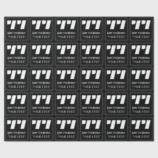 77番目の誕生日:インスパイアアールデコ「77」の検索と名前 ラッピングペーパー (シーム)