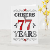 77誕生日応援の赤い白の黒のパターン カード (黄色い花)