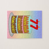 77誕生日:おもしろいケーキとキャンドル+名前をカスタムする ジグソーパズル (横)