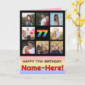 77誕生日:おもしろいレインボー#,カスタム写真+名前 カード (黄色い花)
