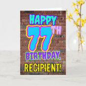 77誕生日-おもしろい、アーバングラフィティインスパイアルック カード (黄色い花)