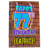 77誕生日:おもしろい、アーバングラフィティインスパイアルック ミディアムペーパーバッグ (正面)