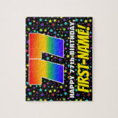 77誕生日:おもしろい、カラフル星野パターン ジグソーパズル (縦)