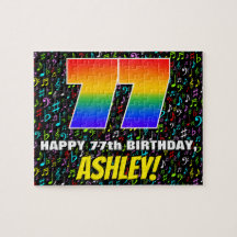 77誕生日:おもしろい、カラフル音楽シンボル、「77」
