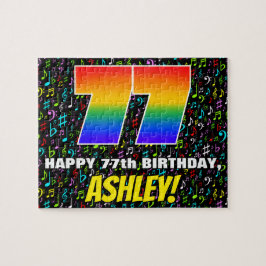 77誕生日:おもしろい、カラフル音楽シンボル、「77」 ジグソーパズル
