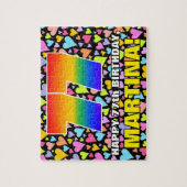 77誕生日:おもしろい、愛するハートシェイプ+「77」 ジグソーパズル (縦)