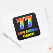 77誕生日:はっきりした,おもしろい,シンプル虹, 77 スクエアシール (封筒)