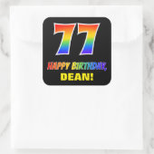 77誕生日:はっきりした,おもしろい,シンプル虹, 77 スクエアシール (バッグ)