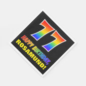 77誕生日:はっきりした,おもしろい,シンプル虹, 77 スタンダードランチョンナプキン (角)