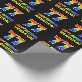 77誕生日:はっきりした,おもしろい,シンプル虹, 77 ラッピングペーパー (角)