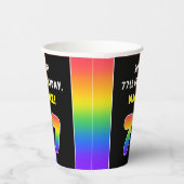 77誕生日:カラフルレインボー# 77,名前をカスタムする 紙コップ (右)