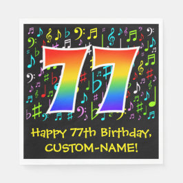 77誕生日-カラフル音楽シンボルRainbow 77 スタンダードランチョンナプキン
