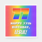 77誕生日: カラフル、おもしろいレインボーパターン# 77 スタンダードランチョンナプキン (正面)