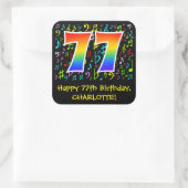 77誕生日:カラフルMusic Symbols, Rainbow 77 スクエアシール (バッグ)