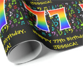 77誕生日:カラフルMusic Symbols, Rainbow 77 ラッピングペーパー (ロールコーナー)