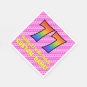 77誕生日:ピンクストライプのハート、レインボー# 77 スタンダードランチョンナプキン (角)