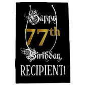 77誕生日~ファンシースクリプト;フェイク金ゴールド検索;名前 ミディアムペーパーバッグ (正面)