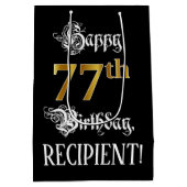 77誕生日~ファンシースクリプト;フェイク金ゴールド検索;名前 ミディアムペーパーバッグ (裏面)