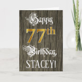 77誕生日:フェイク金ゴールドルック+木フェイク模様 カード (正面)