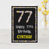 77誕生日:フローラ花数名前をカスタムする カード (黄色い花)