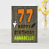 77誕生日:不気味ハロウィーンテーマ、名前をカスタムする カード (黄色い花)