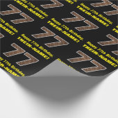 77誕生日：名前フェイク&木目パターン「77」 ラッピングペーパー (角)