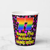 77誕生日：愛するハートパターン， Rainbow 77 紙コップ (裏面)