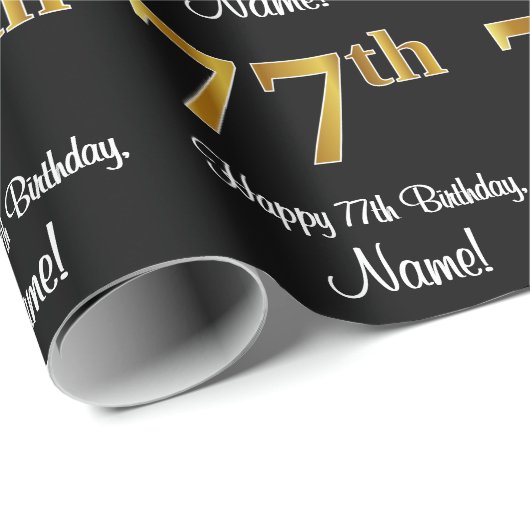 77誕生日:豪華エレガントなフェイク金ゴールドルック# ラッピングペーパー (ロールコーナー)