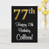 77誕生日～豪華エレガントなフェイク金ゴールド カード (黄色い花)