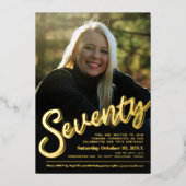 770誕生日カスタムフォトスクリプト金ゴールド 箔招待状 (正面)