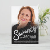 770誕生日写真台本シルバーブラック 招待状 (スタンド正面)