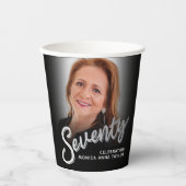 770誕生日写真台本ブラックシルバー 紙コップ (正面)