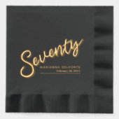 770th誕生日パーティブラック金ゴールド 箔ナプキン (正面)