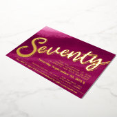 770th誕生日パーティー金ゴールド赤ピンクの洗剤 箔招待状 (回転した状態)