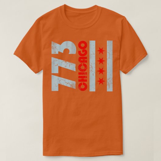 773シカゴ国旗のヴィンテージフェード Tシャツ (デザイン正面)