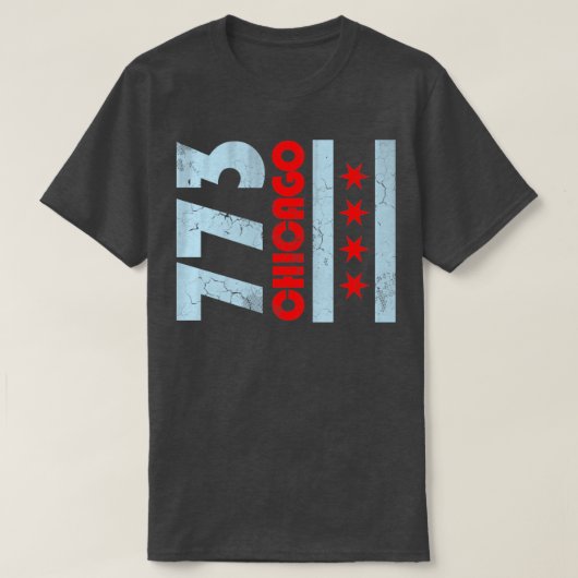 773シカゴ国旗のヴィンテージフェード Tシャツ (デザイン正面)