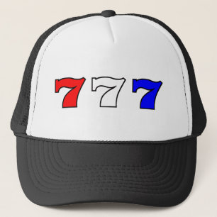 777番の赤い白くおよび青 キャップ